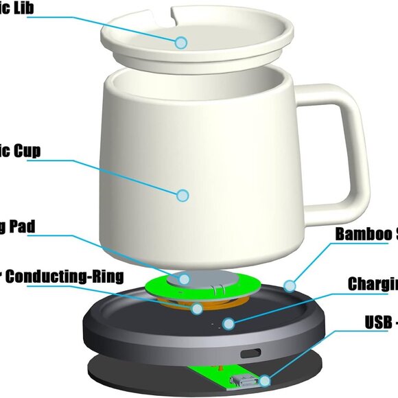 Japanese Ceramic Mug Warmer with Lid and Spoon Solves #1 Morning Problem - Picture 4 of 5